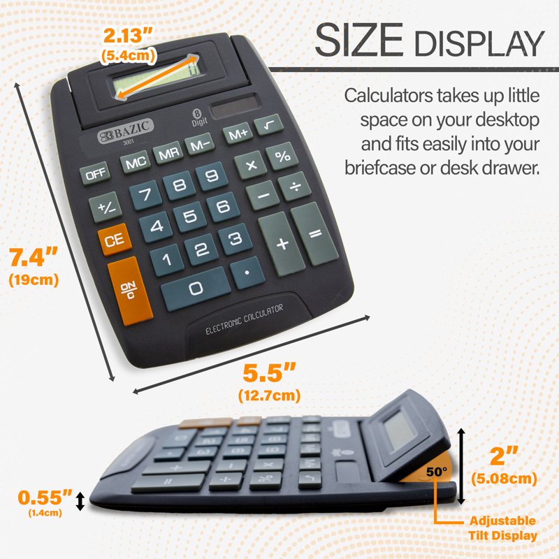 Large Desktop Calculator with 8-Digit Display and Tilt Screen - Office Supplies