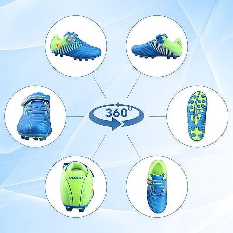 Vizari Loma Junior Firm Ground Soccer Cleats - Hook & Loop, 9.5 Blue/Green