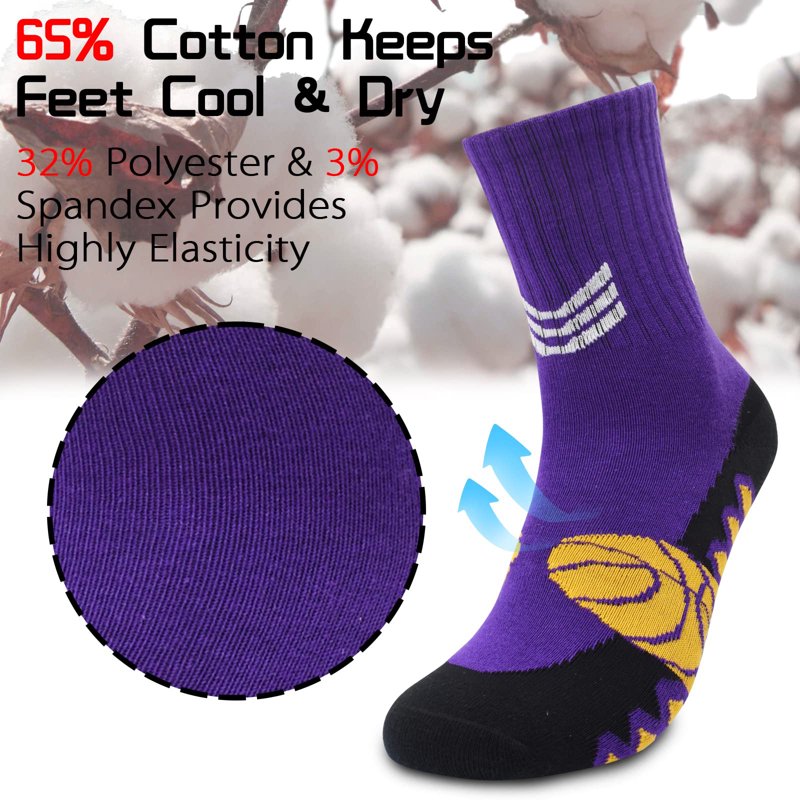 Kids Basketball Socks 3 Pairs Athletic Sports Long Socks for Outdoor Training