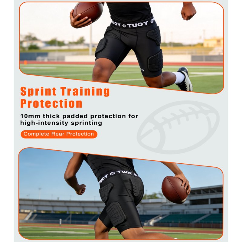 Youth Padded Football Shorts with Impact-Absorbing Protection - All Sizes