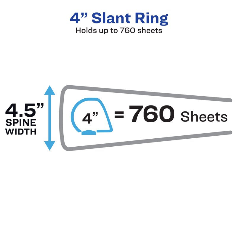 Heavy Duty View Letter Size 4-Inch Slant Ring Binder - White, 1 Pack