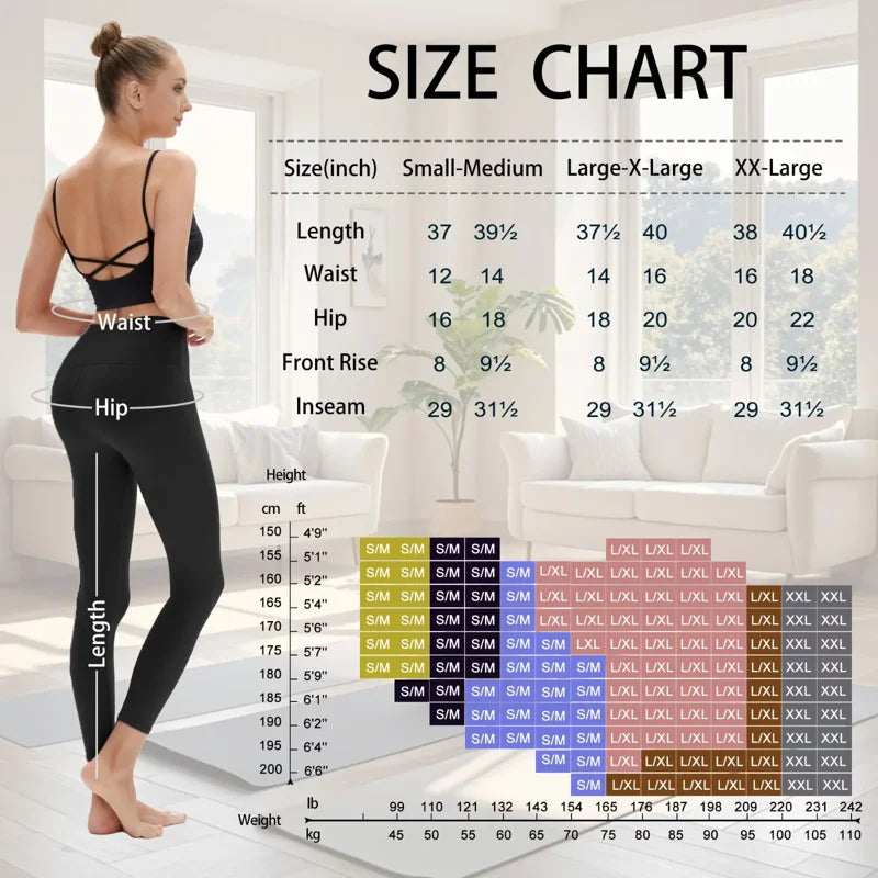 High Waisted Leggings for Women 6-Pack Tummy Control Yoga & Workout Pants