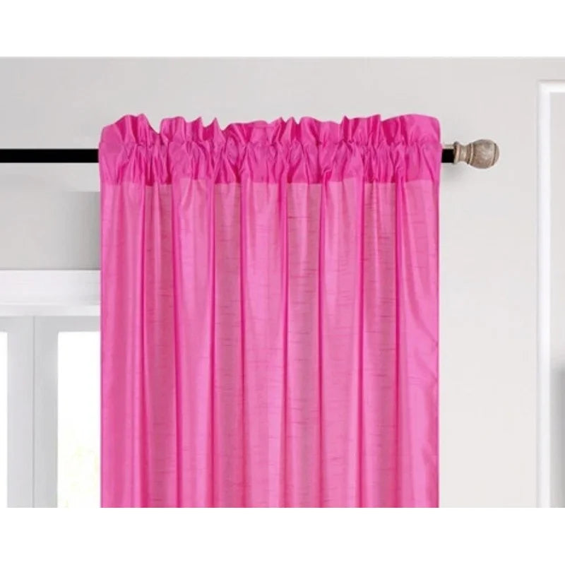 Faux Silk Semi-Sheer Window Curtains 2-Pack - Light Filtering Privacy