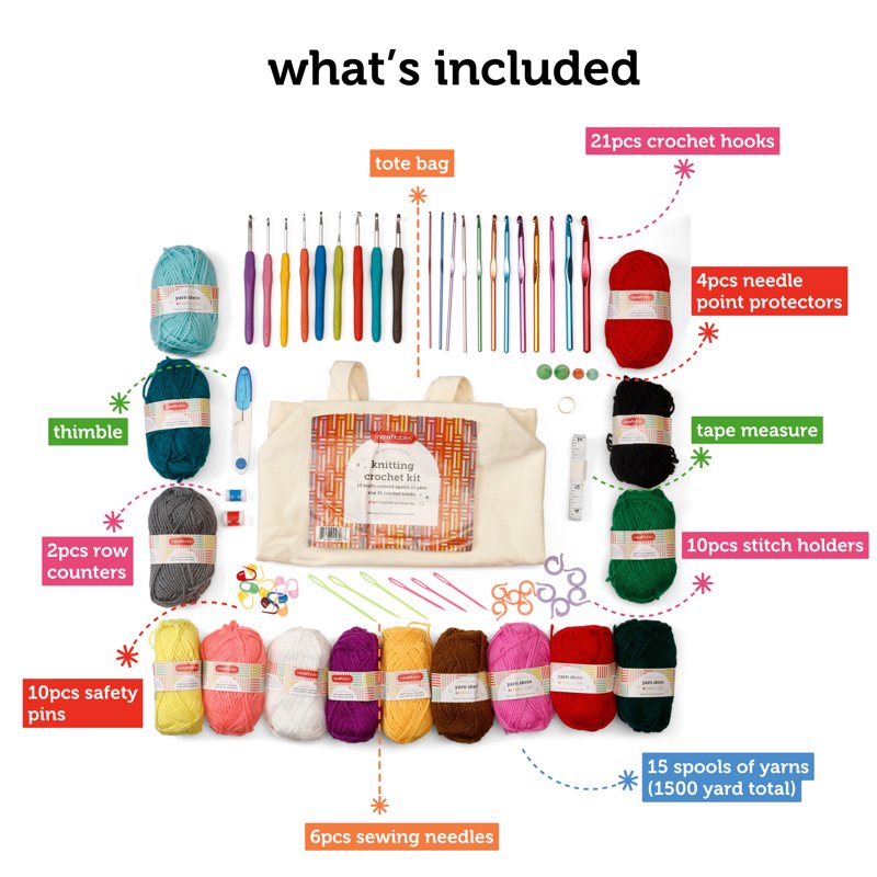 Crochet Kit for Beginners - 85 Piece Yarn & Hook Set with Organizer