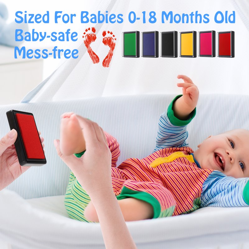 Reusable Baby Footprint Ink Pad Set - Non-Toxic, Washable, 6 Colors