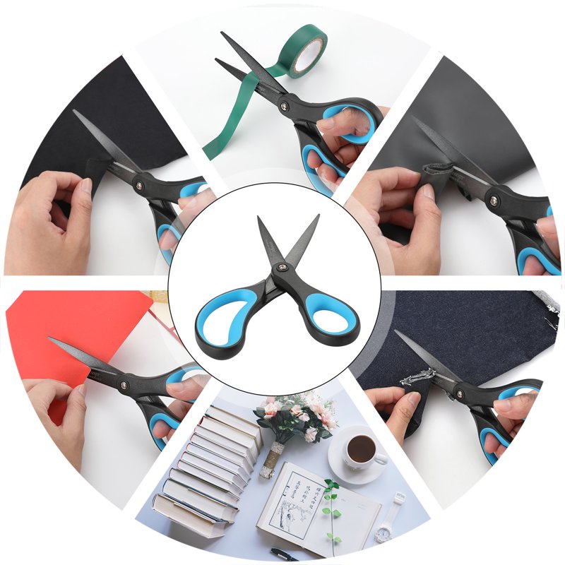 Office Scissors, Titanium Coated Blades, Non-Stick 8", 2 Pack - Black & Blue