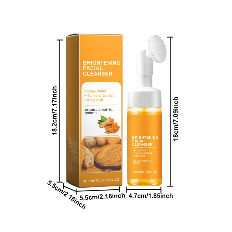 Turmeric Foaming Facial Cleanser with Brush for All Skin Types - 3.38 fl oz