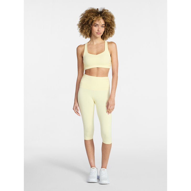 Women's Side Ruching Capri Pants - Sporty & Comfortable Mid-Rise Leggings