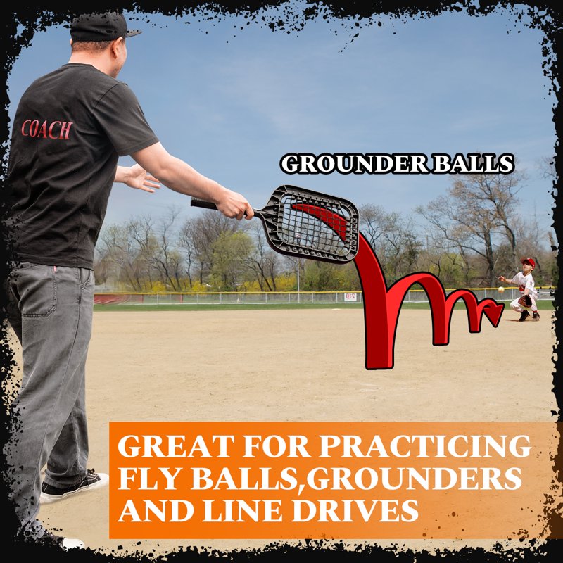 Baseball Fungo Racket for Fly Balls & Grounders, Lightweight Practice Training Tool