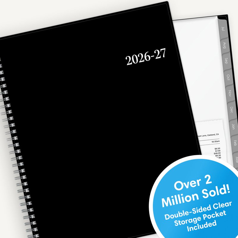 Academic Year Planner Calendar 2026-2027 Weekly & Monthly, 8.5x11, Wirebound, Laminated Tabs
