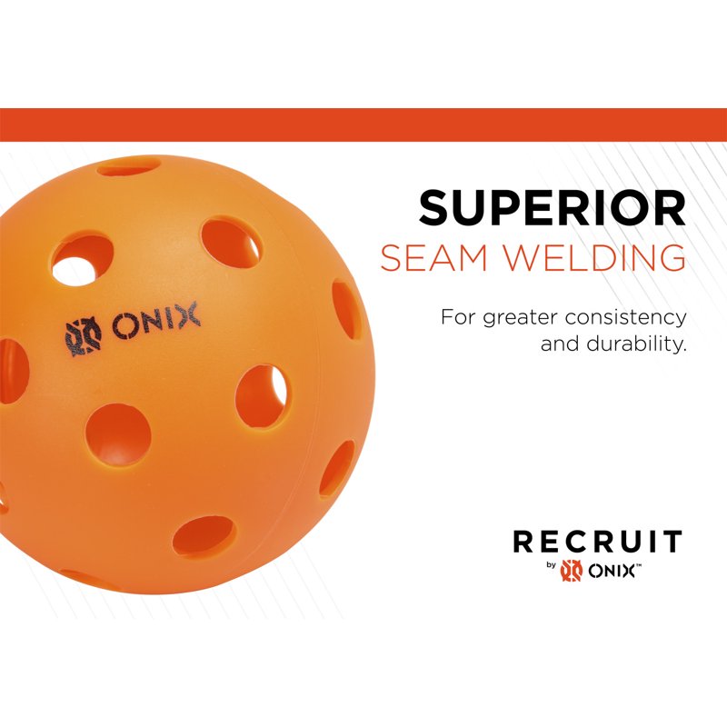 (5 Pack) Pickleball Pure Indoor Balls by ONIX Recruit – Orange, 2.5 lb