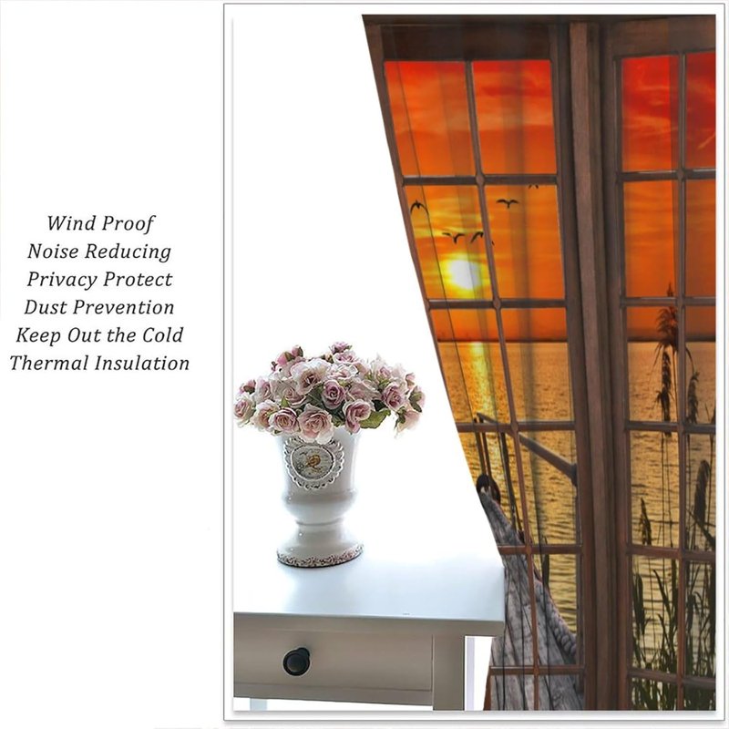 Botanical & Autumn Landscape Window Curtain Set - Soundproof Room Decor