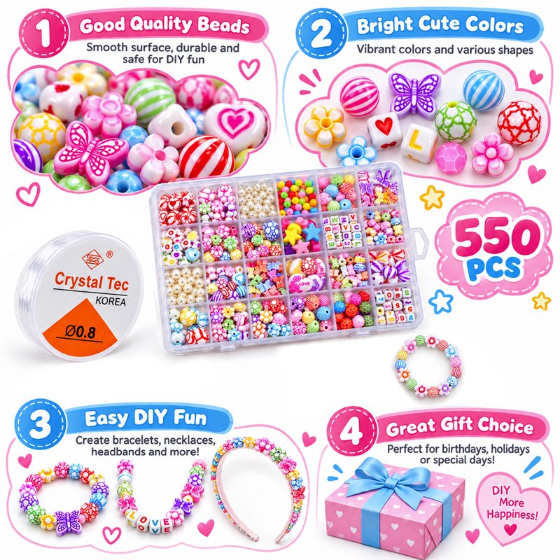Rainbow Jewelry Making Kit for Bracelets, Necklaces & Accessories - DIY Craft Set