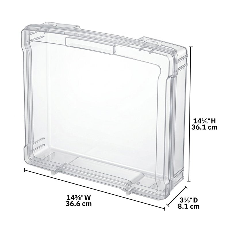 Clear Scrapbook Storage Box 12x12 Inch Craft Organizer Plastic Container