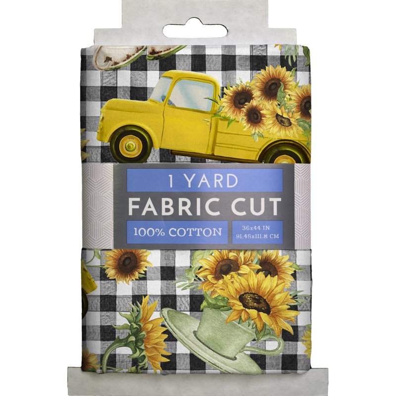 Cotton Sunflower Vase Fabric 44" Wide for Quilting Sewing & Crafts