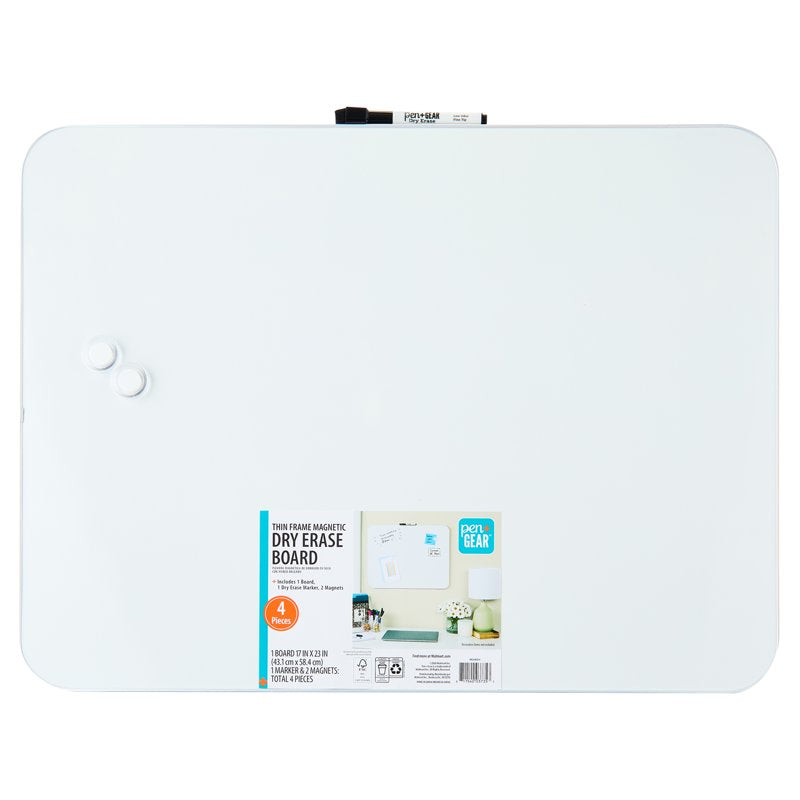 Magnetic Dry Erase Board 17x23 Inches with Marker & Magnets - White