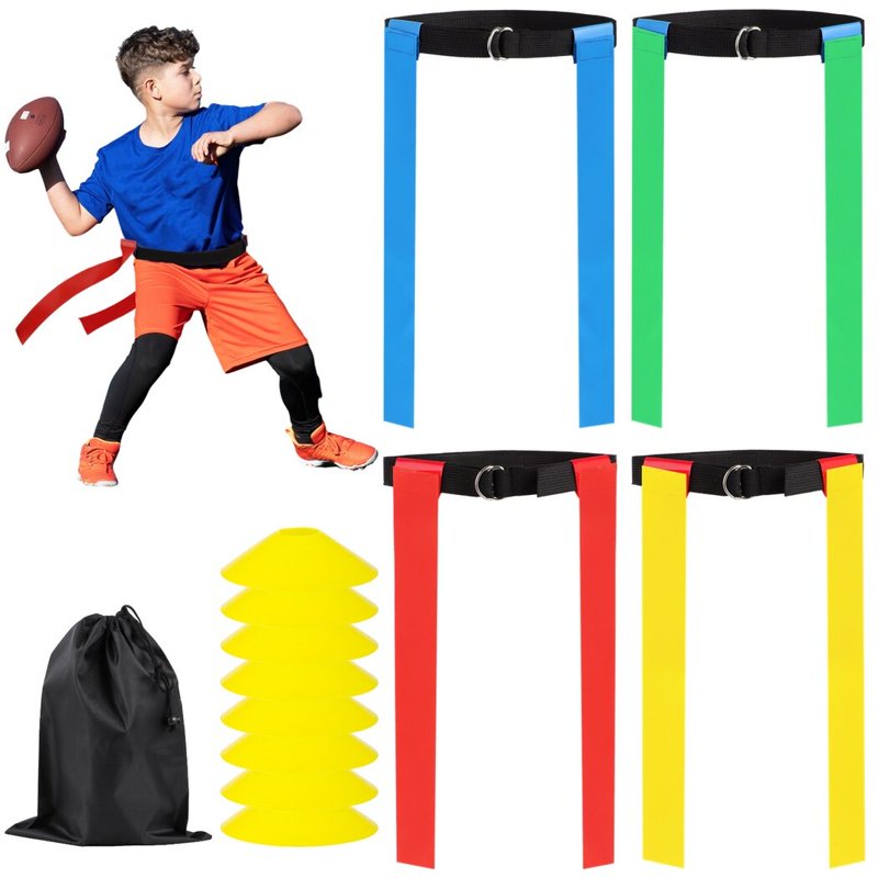 Flag Football Set with Belts Flags Cones for 14 Players Complete Kit