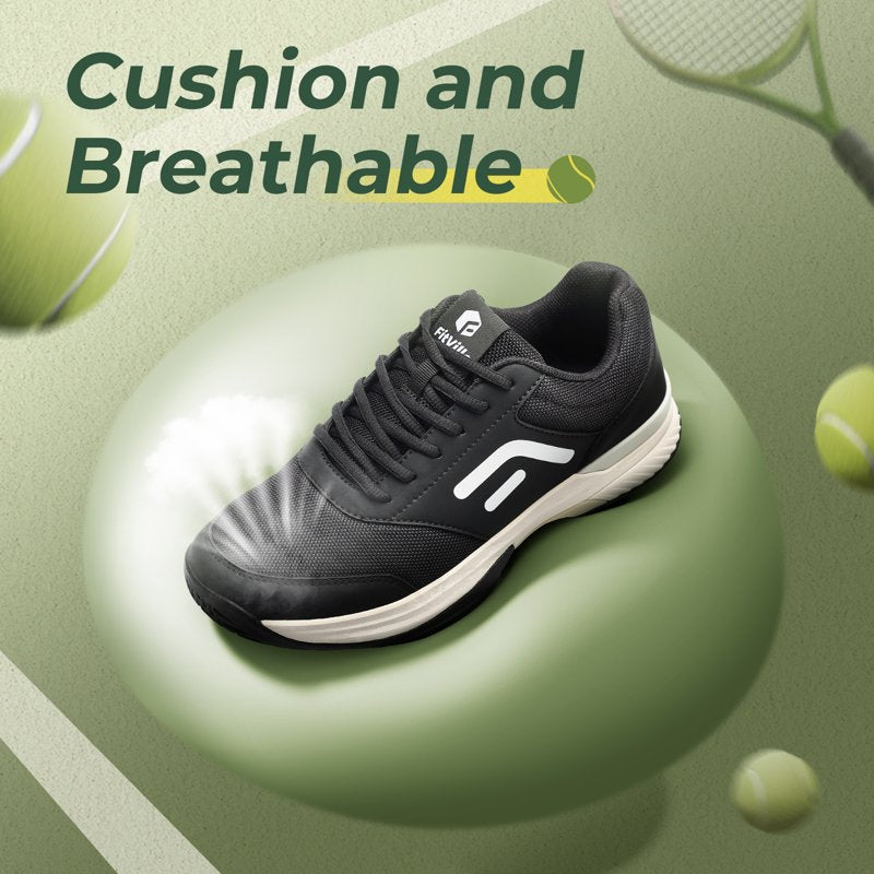 Wide Fit Tennis & Racquetball Shoes for Men with Arch Support - All Court
