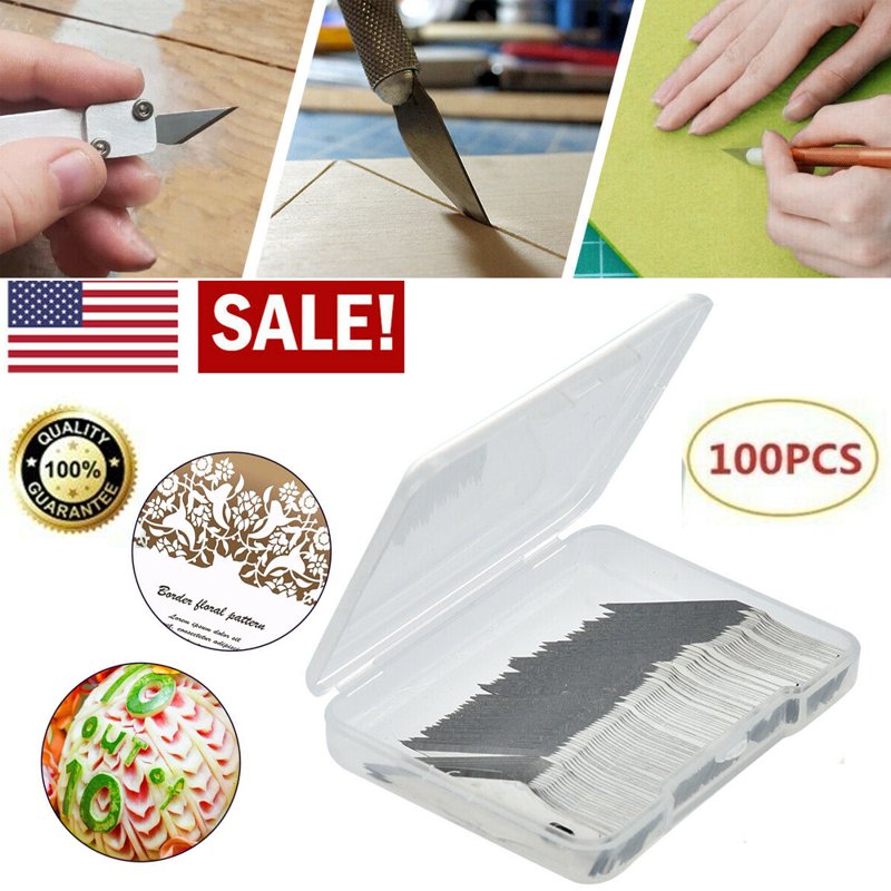 100 Pack Replacement Craft Knife Blades - Sharp, Rust-Resistant Carbon Steel