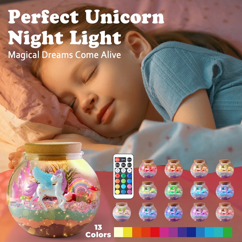 Unicorn Terrarium Crafts Kit for Girls - DIY Fairyland Night Light, Unicorn Decorations & Accessories