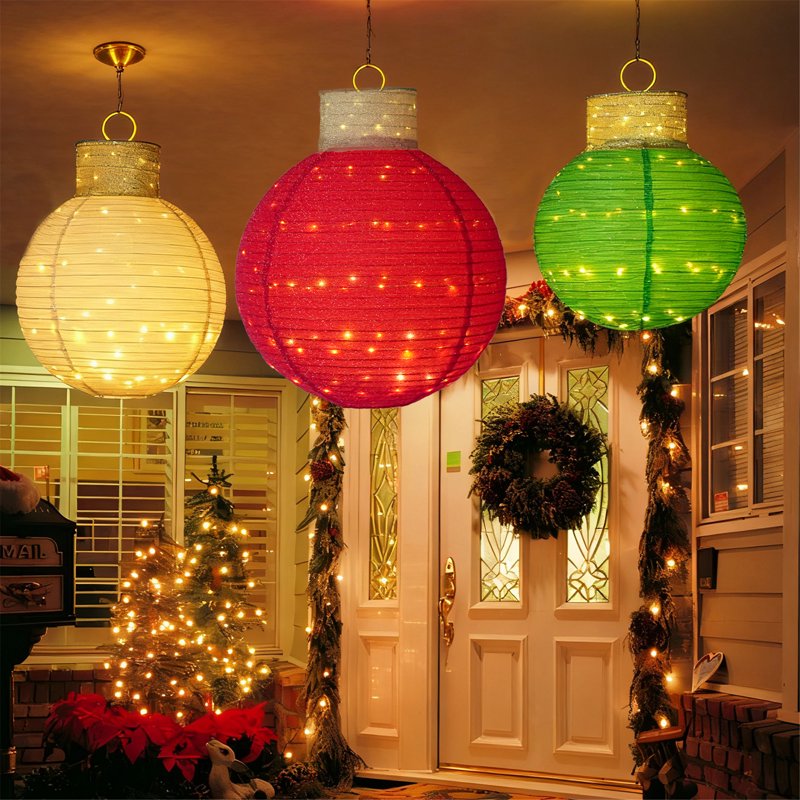 Lighted Outdoor Christmas Ornament Set with 270 LED Lights - Festive Yard Decor