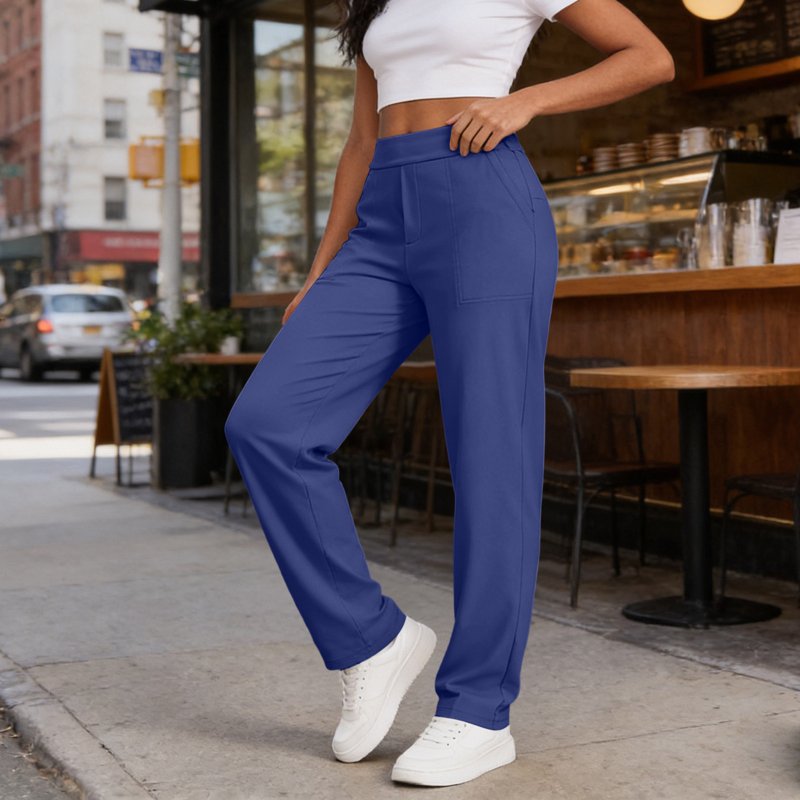 Women’s Elastic High Waist Pull-On Yoga Pants with Pockets - Casual & Athletic Fit