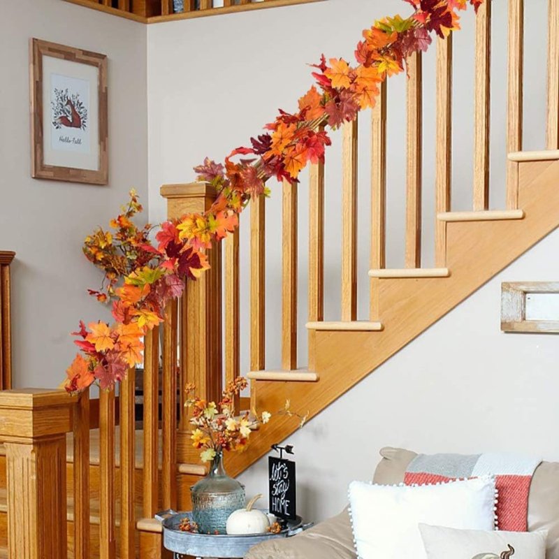 5.9Ft Fall Artificial Maple Leaves Garland for Thanksgiving and Autumn Decor