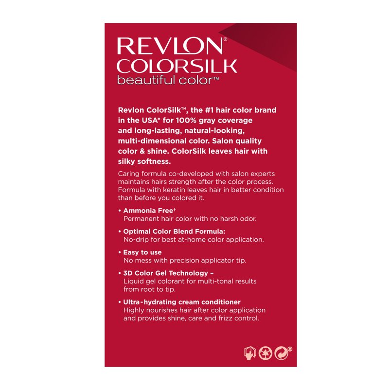 Revlon ColorSilk Permanent Hair Color Kit - Ammonia-Free, Gray Coverage, Multiple Shades
