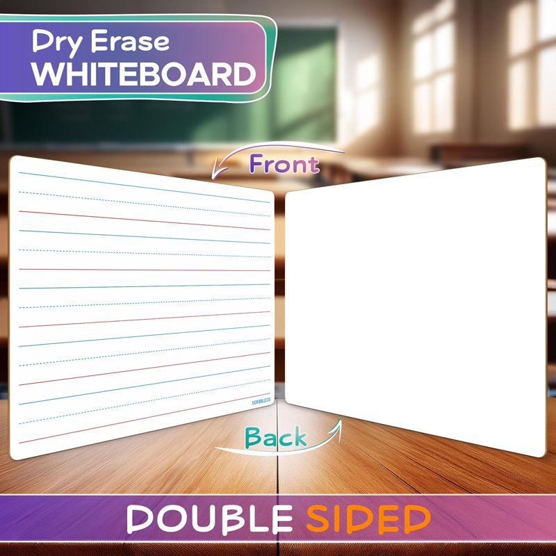Small Double-Sided Dry Erase Whiteboard for Kids and Classroom, 9x12 Inches