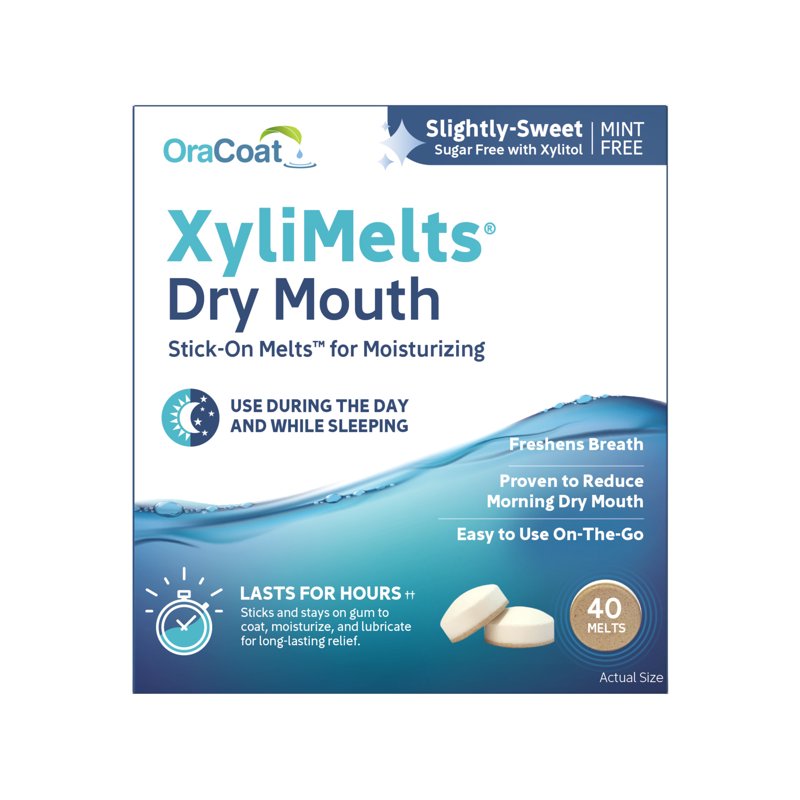 Dry Mouth Relief Discs 40 Count - Moisturizing Oral Adhesives with Xylitol, Multipack