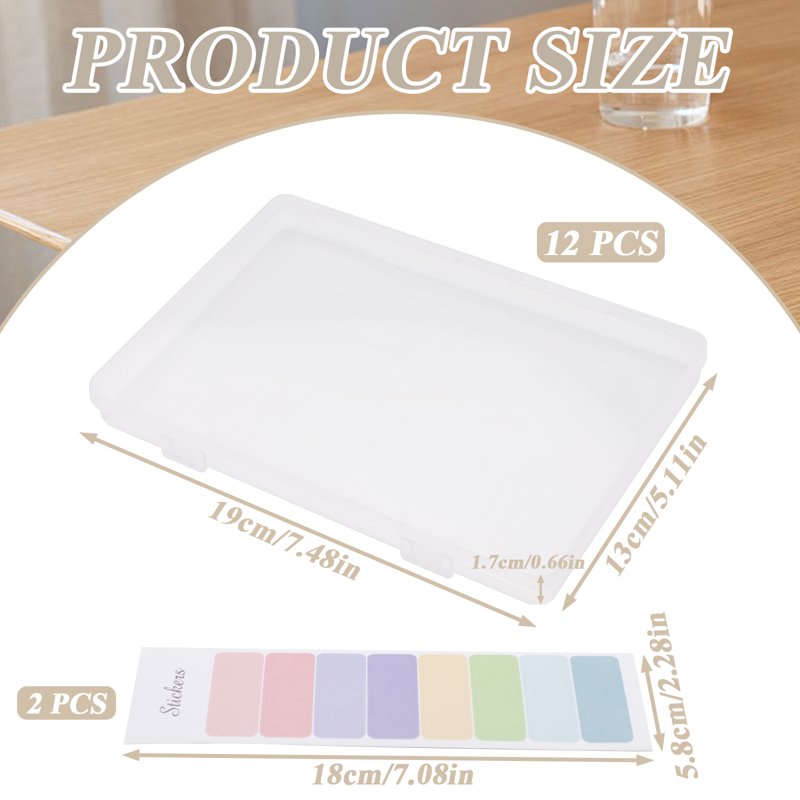 12 Pack Clear Plastic Photo Storage Boxes with Labels - 5x7 Inch Organizers for Photos, Crafts, Scrapbook Supplies