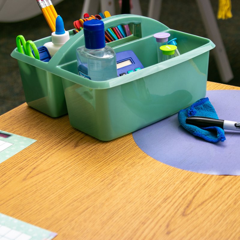 Eucalyptus Green Plastic Storage Caddy Set of 6 - Classroom Organizers