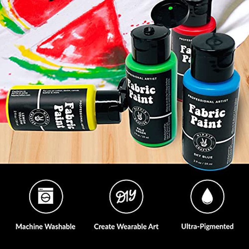 Fabric Paint Set - 24 Vibrant Colors for Clothing & Crafts, Washable & Non-Toxic