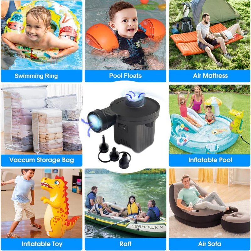 Portable Electric Air Pump for Inflatable Cushions & Air Mattresses - 110V