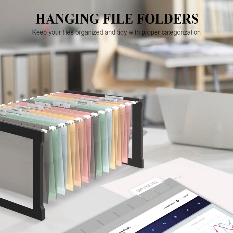 Hanging File Folders with 1/5 Cut Tabs, 1-Inch Expansion, 48 Pack Letter Size