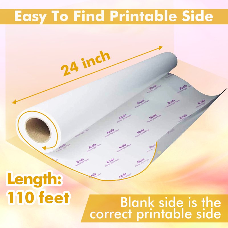 Sublimation Paper Roll 24x110 Ft for Inkjet Heat Transfer Large-Format Printing