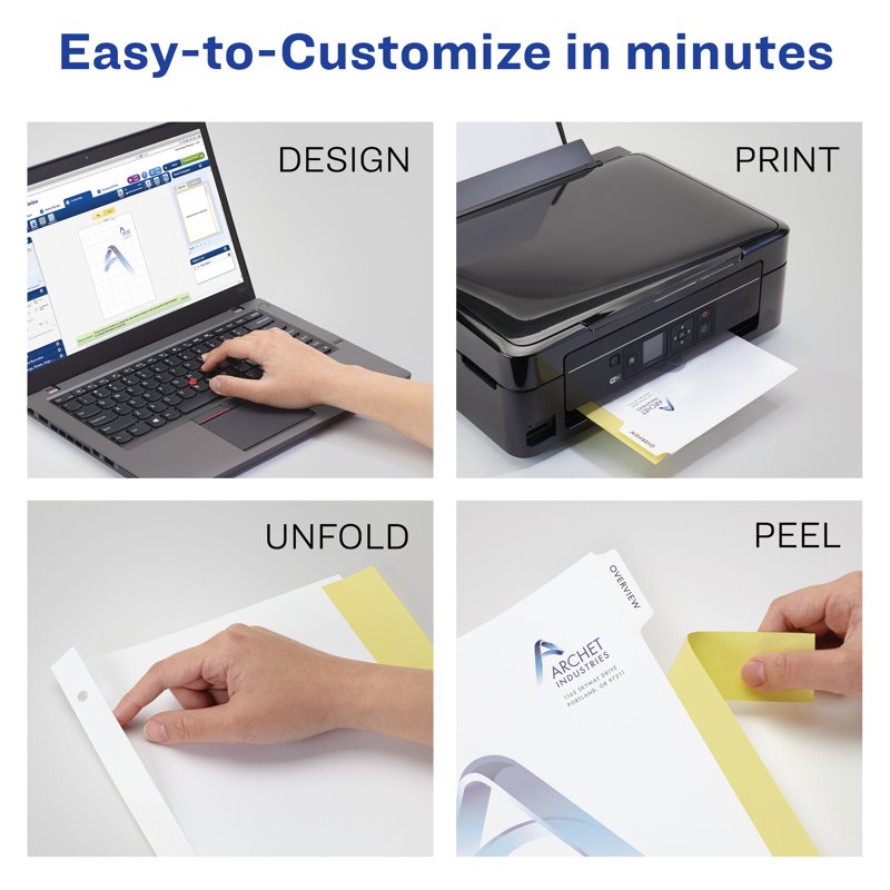 Customizable Print-On Divider Tabs - 25 Sets for Office & Home Organization