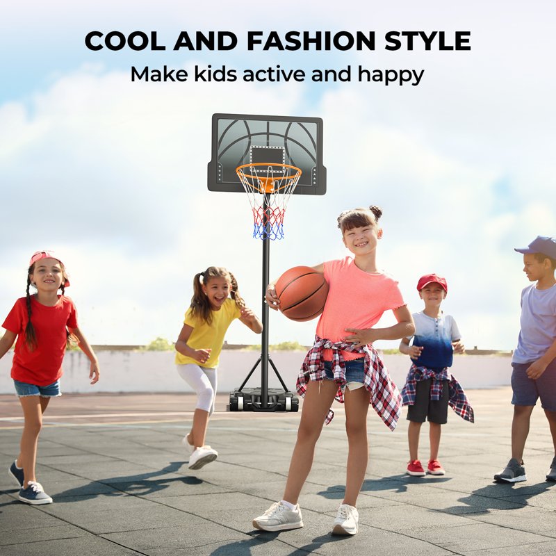 Kids Adjustable Portable Basketball Hoop 3.6-7FT Outdoor Indoor Playset