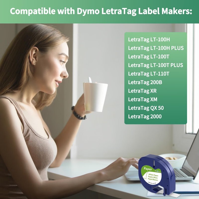 3-Pack White Tape Replacement for Dymo Label Makers - Refills 1/2 x 13 for LetraTag LT-100T LT-100H