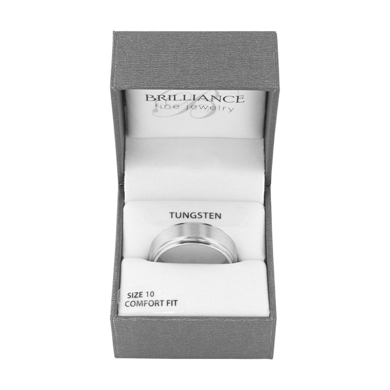 Men's Tungsten Wedding Band 8MM Comfort Fit Step Edge Durable Jewelry