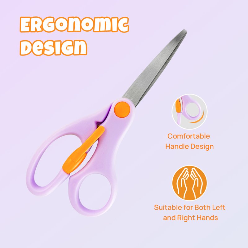 12-Pack Blunt Tip Safety Scissors | Plastic Training Office & Classroom Craft Scissors