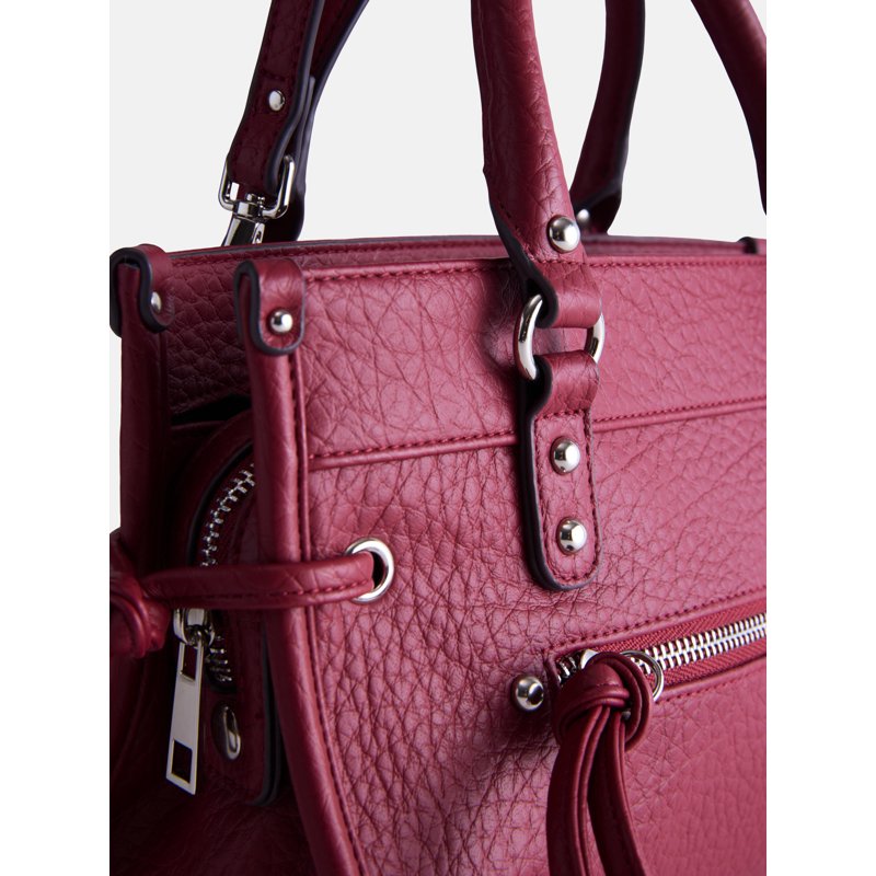 Women's Square Tote Bag with Adjustable Crossbody Strap, Red and Black