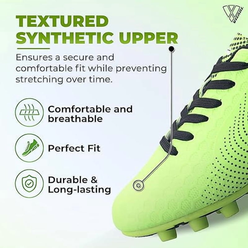 Vizari Stealth Kids Soccer Cleats Green/Black - Durable, Lightweight Firm Ground Shoes