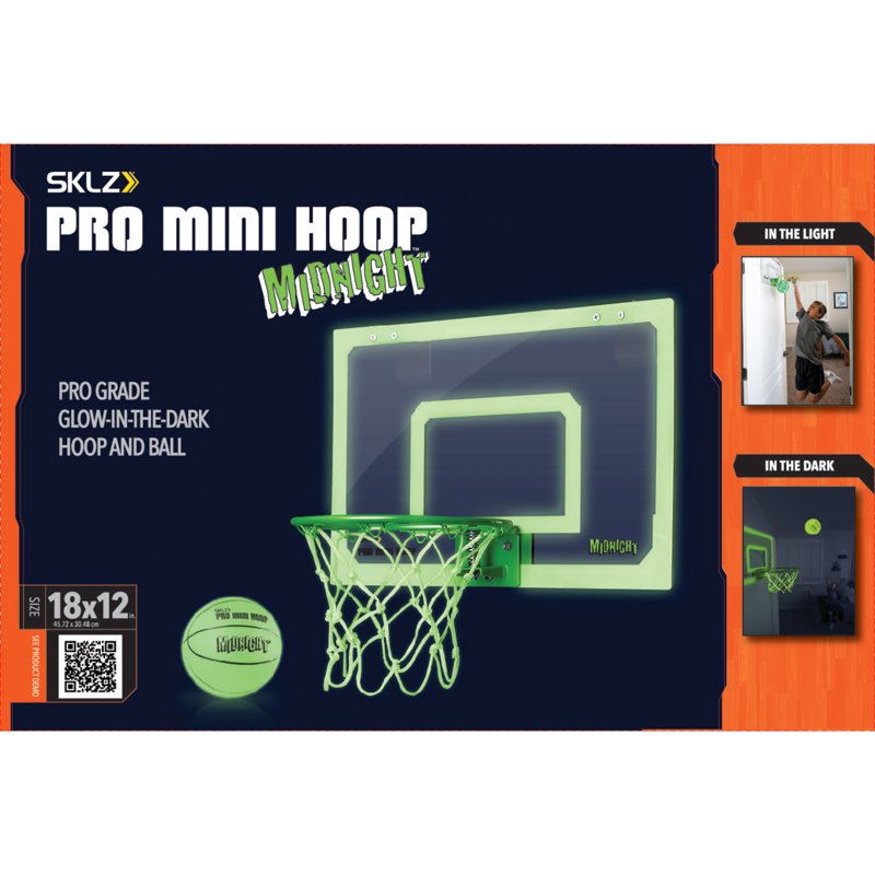 Glow-in-The-Dark Mini Basketball Hoop for Door 18x12 Inches - SKLZ Pro