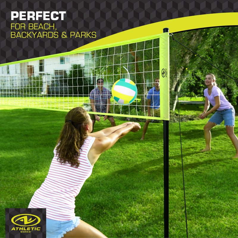 Outdoor Volleyball Set with Net, Ball, Pump & Carrying Bag - Durable All-Weather Sport