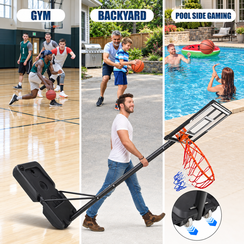 Portable Adjustable Basketball Hoop with PE Backboard for Outdoor & Indoor Play