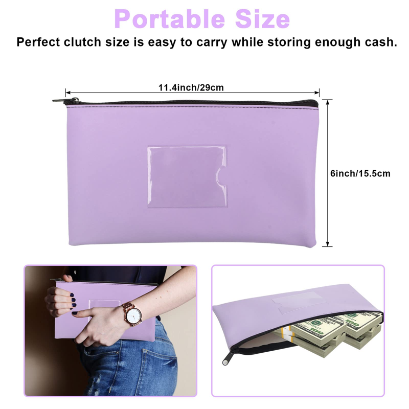 8-Pack Colorful Security Bank Deposit Bags with Transparent Window - 11x6 Inches