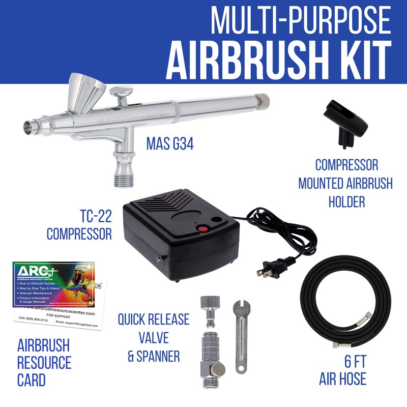 Master Airbrush Airbrushing System Kit with Dual-Action Gravity Feed Airbrush, Mini Compressor & Accessories
