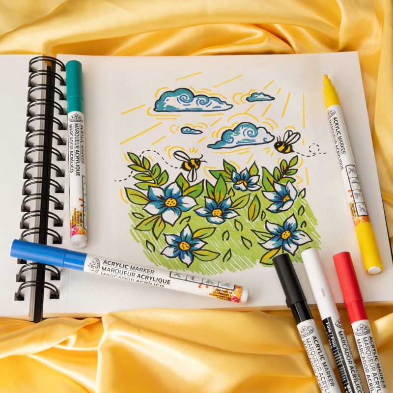 6-Piece Acrylic Marker Set for Art & Crafts - Multi-Surface, Fine Details