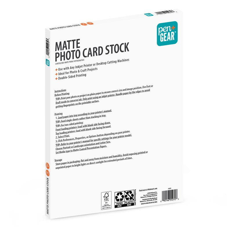 White Matte Photo Card Stock - 8.5 x 11 Inches, 110 lb, 50 Sheets